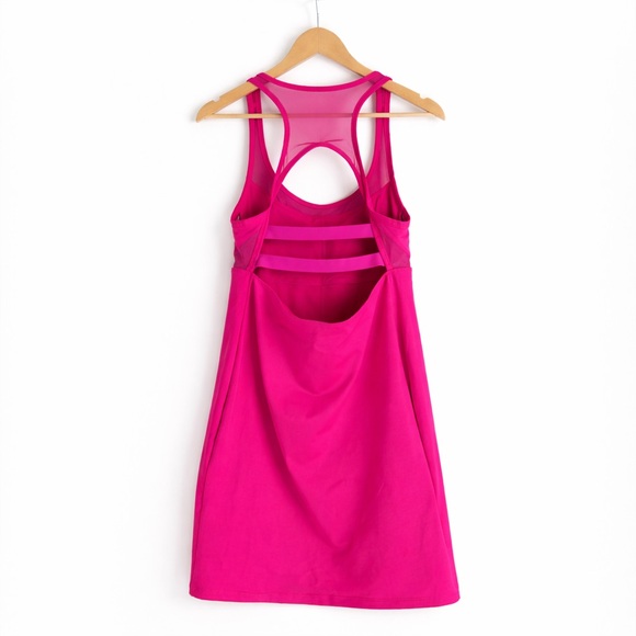 Fabletics Hot Pink Athletic Stretch Dress Strappy Size Large Athleisure Workout - Picture 5 of 12